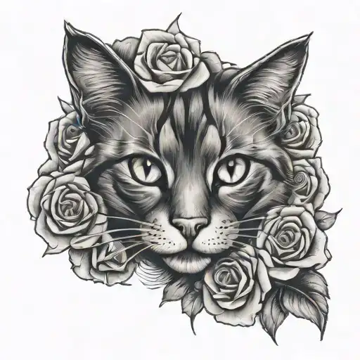 Cat With Roses With Thorns
