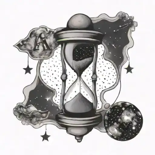 Hourglass Filled With Stars And Galaxies