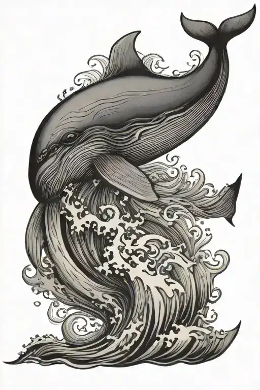 Whale Alone In The Ocean Waves