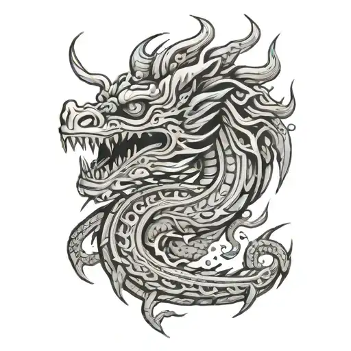 Aztec Dragon Breathing Fire Rising