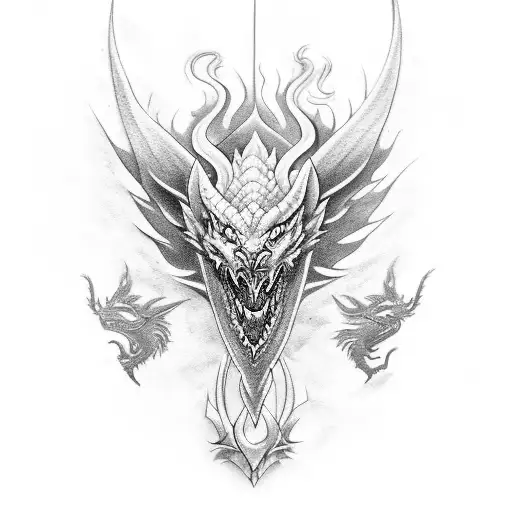 Create A Tattoo Who Represents Balance And Force Based On Dragon