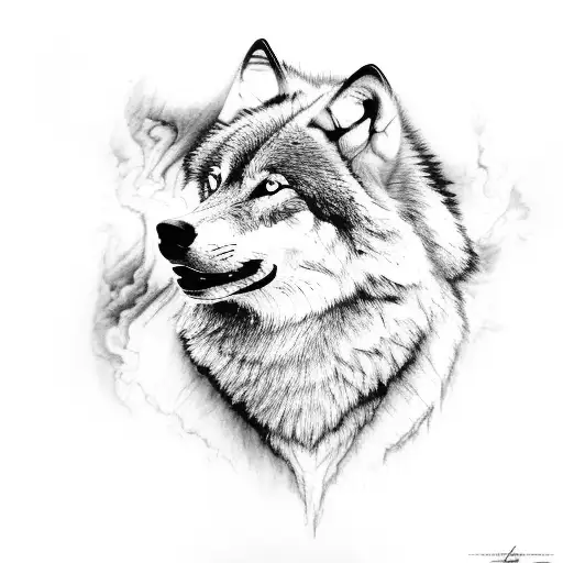 Wolf Howling At A Motorcycle