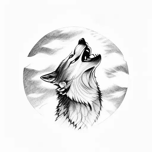 Wolf Howling At A Forest