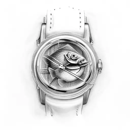 A Watch With Fish And Bass Guitar Elements Incorporated Into Its Design