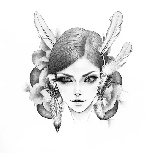 Beautiful Woman With Feather Earrings