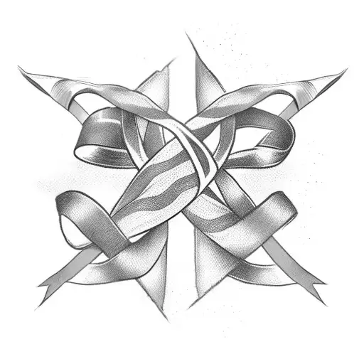 Cancer Ribbon With Trail Inside