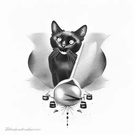 A Black Cat Surrounded By Red Lipstick Kisses