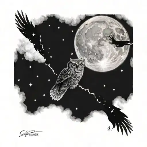 A Realistic Depiction Of The Milky Way Galaxy With An Owl Flying Through It