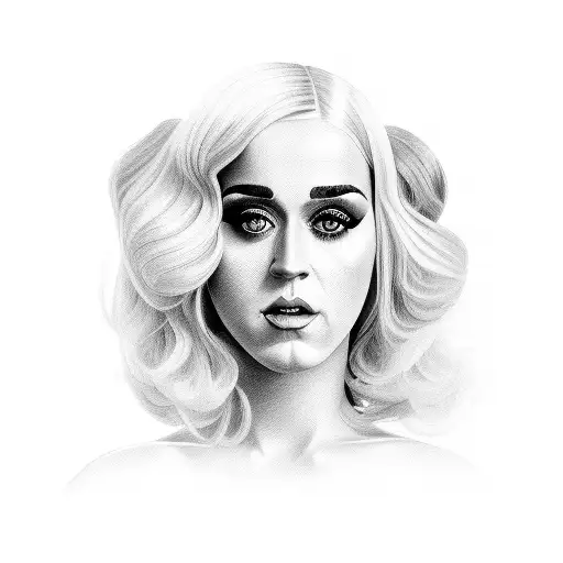A Black And Grey Portrait Of Katy Perry With Teary Eyes