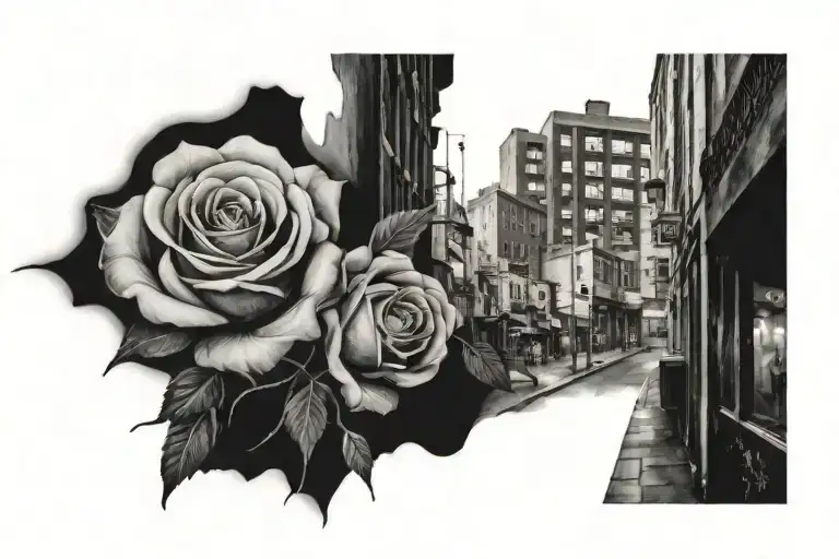 An Urban Street Scene With Hidden Rose Details Scattered Throughout