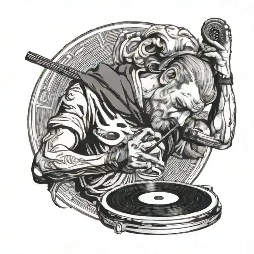 A Detailed Portrait Of Michael Angelo's David Playing A Vinyl Record