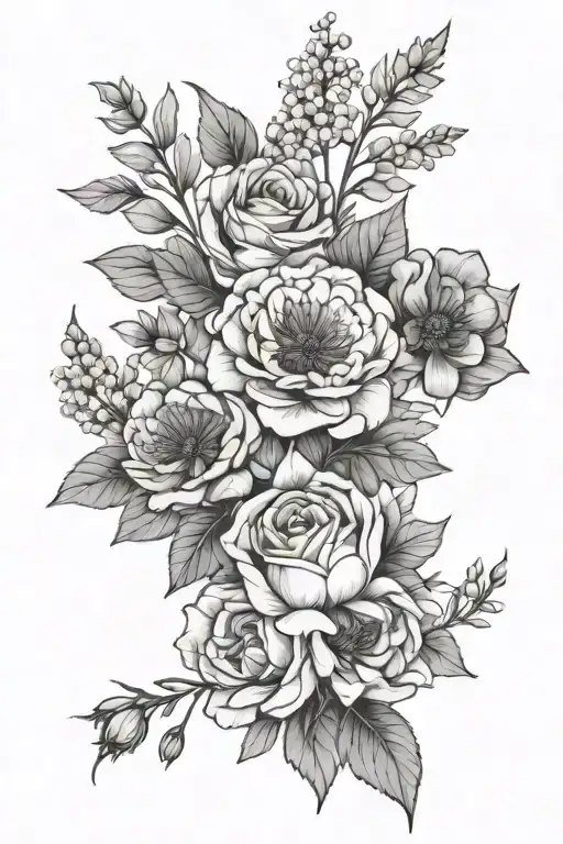 Birth Flower Bouquet Tied