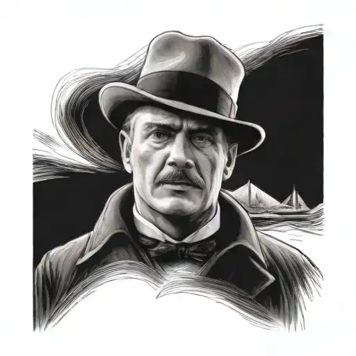 A Black And Grey Portrait Of A Character From The Titanic Movie