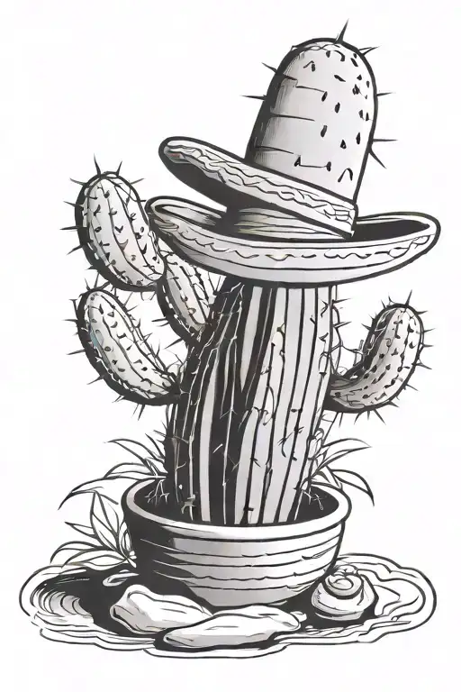 Cactus With A Sombrero In A Pot