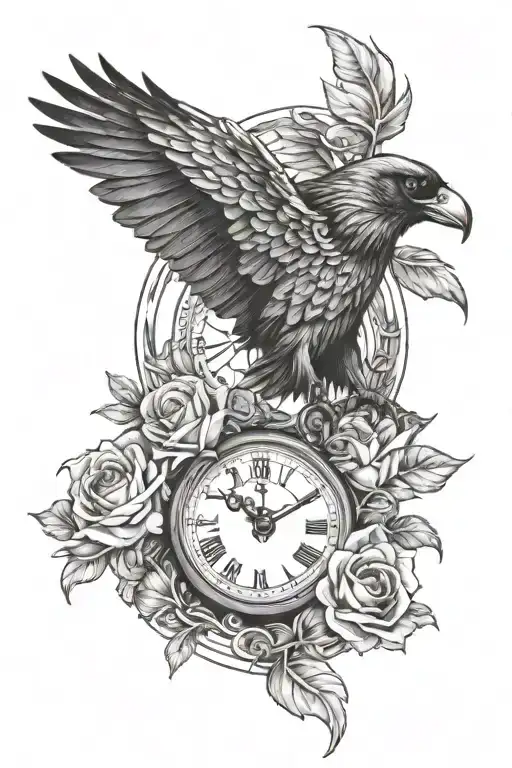 Looking For Raven Clock With Roses With Snake Eagle