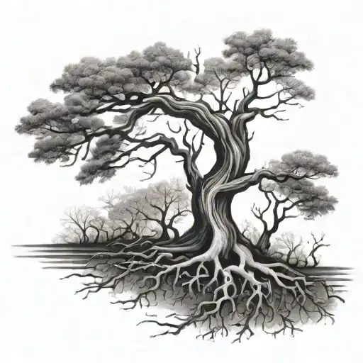 Tree With Exposed Root Patterns