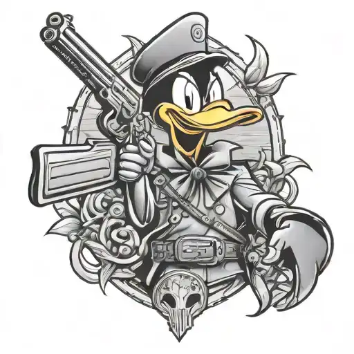 Daffy Duck With A Gun Money And A Belt Of Bullets