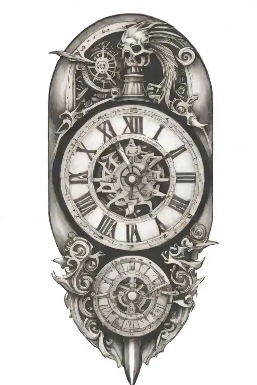 A Clock With A Gun As The Minute Hand And A Sword As The Hour Hand