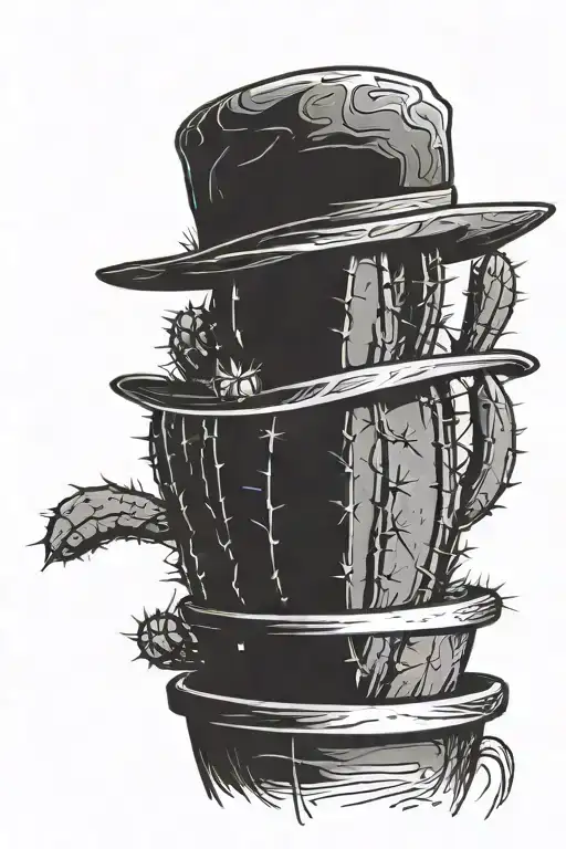 Cactus In A Hat In A Pot