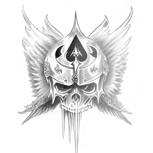 Ace Of Spades With Angel And Demon Wings