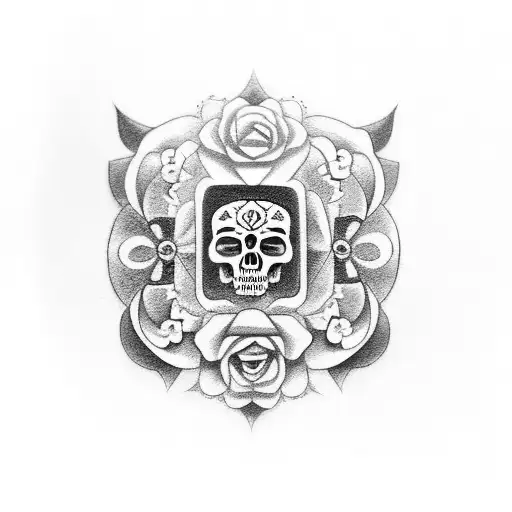 Mayan Symbols With Flowers Around