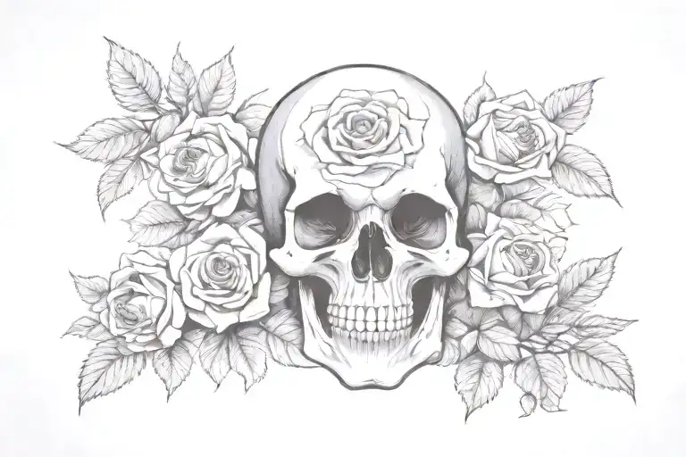 Skull And Roses Growing Inside