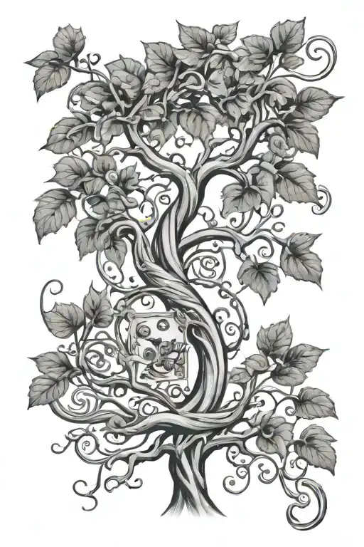 Winding Vine Tree With Money Leaves Realistic