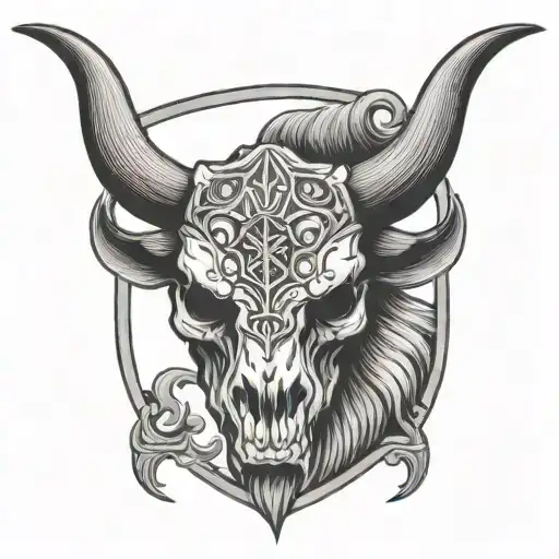 Taurus Bull 4 Horn Skull Shield