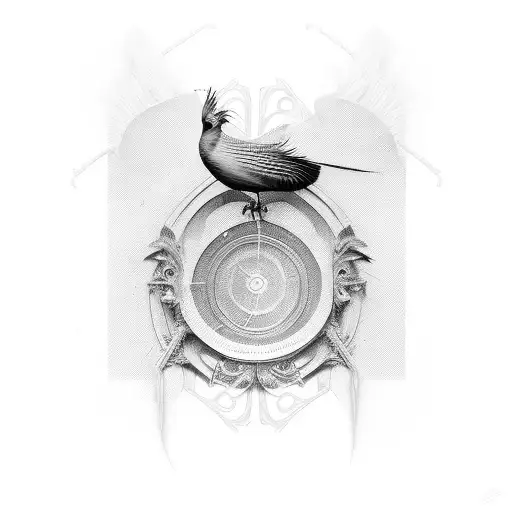 Lyre Bird Plume With Sheild In Front