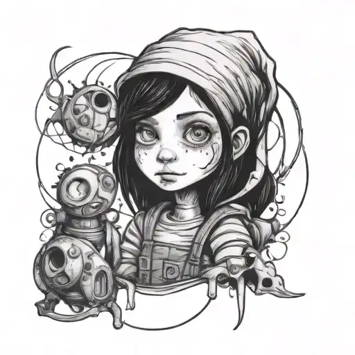 Coraline Lineart Hardcore Emo