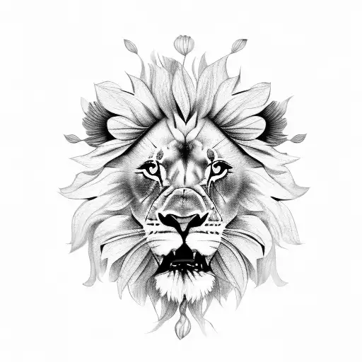 Lion With Flowers