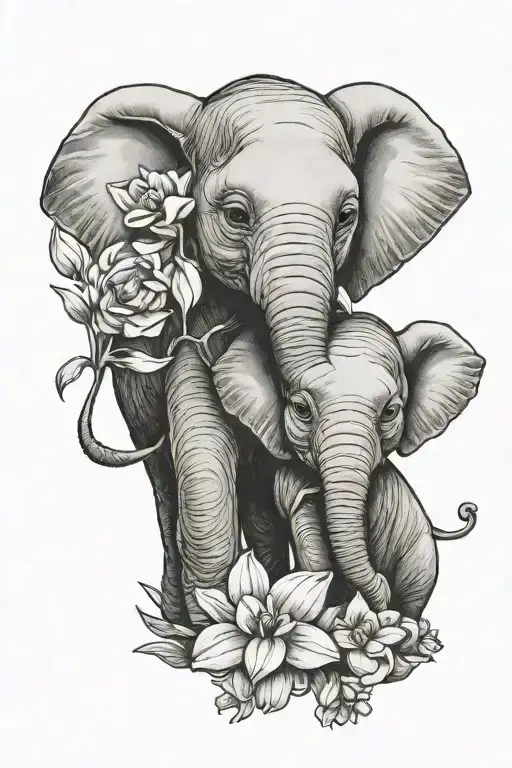 Baby Elephant With Daffodils Bouquet