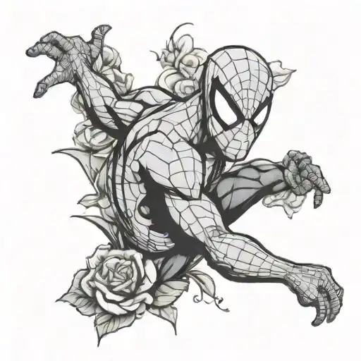 Spider-man In A Comic Book Style Surrounded By Comic Book Style Florals