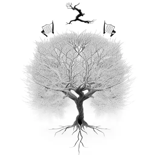 Family Tree With Name In The Roots And Branches