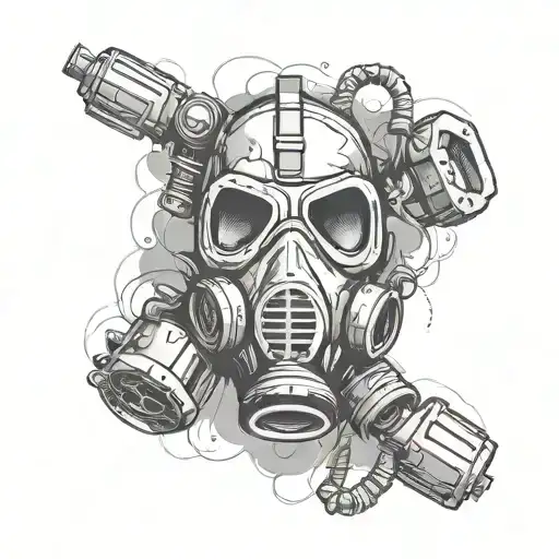 An Abstract Kink-themed Tattoo Featuring A Mix Of Gas Masks And Rubber Textures
