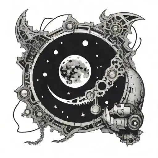 A Cosmic Cell Technician Repairing A Broken Moon With Intricate Circuit Designs