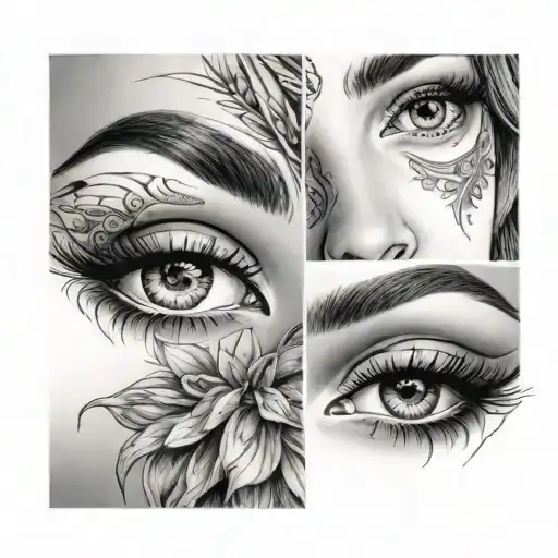 A Stylized Portrait Of Your Mom's Eyes With Intricate Details And Shading
