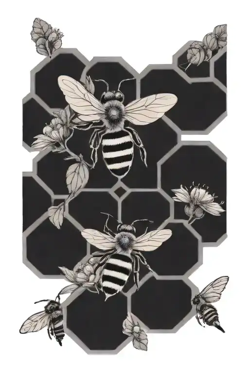 Honeycomb And Bee With Flowers Forearm