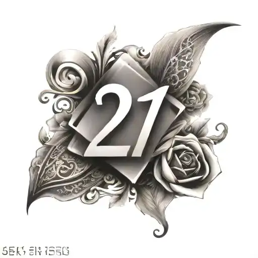 Chest And Arm Sleeve Tattoo With 21 Number And Diamond
