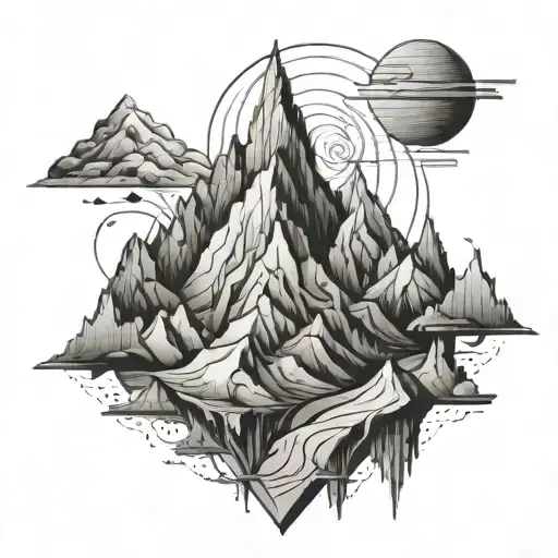 An Abstract Representation Of Self-improvement Through A Series Of Interconnected Mountain Peaks