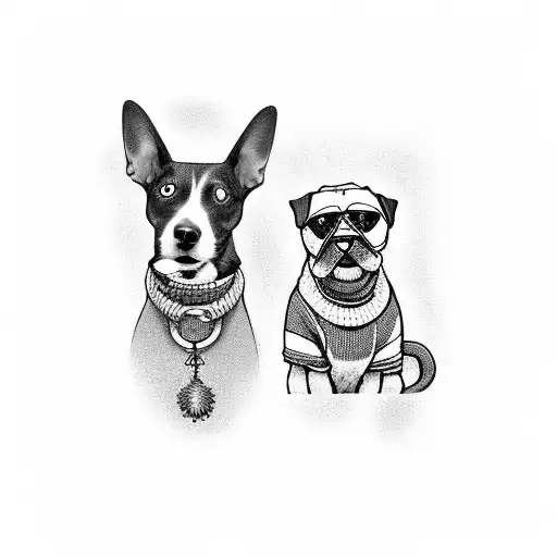 A Dog And A Cat Sitting Together Peacefully