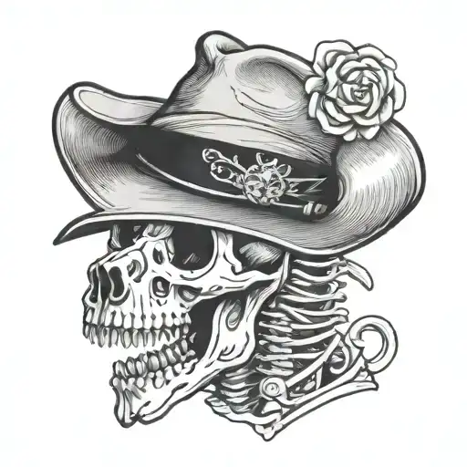 Dog Skeleton Cowboy Hat On Top