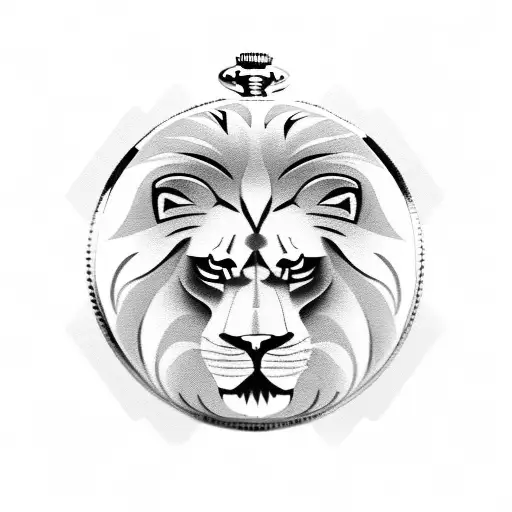 Pocket Watch Morphing Into A Lion Head With A Gothic Style