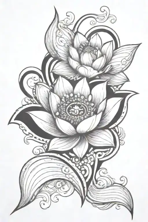 A Lotus Flower Inside A Heart With Cartoon Wings On The Outside