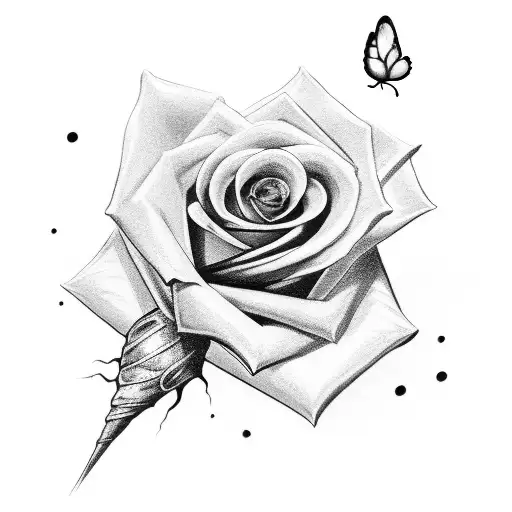 Dagger Through The Rose And Butterfly Around