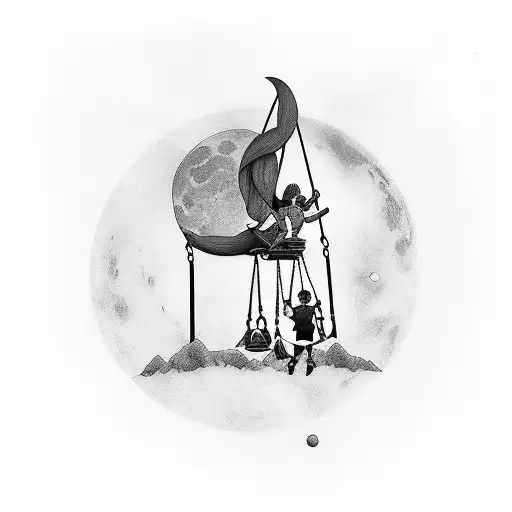 Mandal Moon With Girl On A Swing
