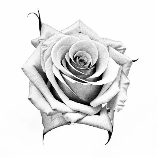 Rose With Stem And Leaves Inside A Picture Frame