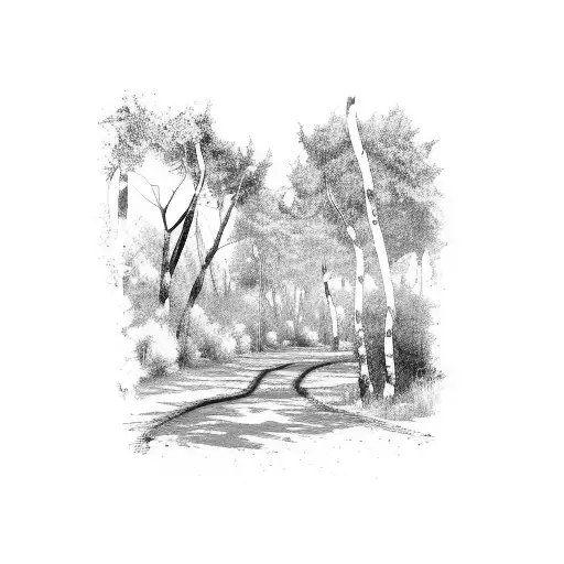 Paved Path In The Centre Of A Forest