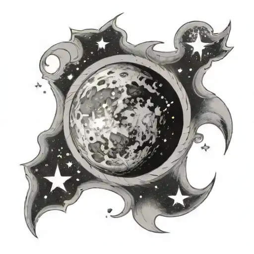 Tattoo Of A Waning Gibbous Moon Phase And The Leo Constellation With Stars