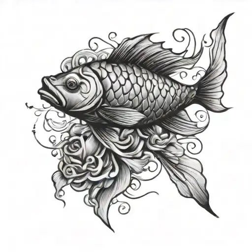 Fish Tattoo Inspired Tattoo Incorporating Elements